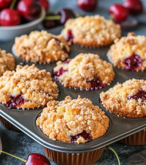 Cobbler Muffins, Cherry Muffins, Pecan Muffins, Comfort Desserts, English Breakfast Tea, Muffin Bread, Cherry Cobbler, Frozen Cherries, Delish Recipes