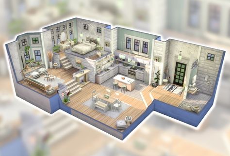 Sims 4 Loft, Sims 4 Houses Layout, Sims Freeplay Houses, Bangunan Minecraft, Sims 4 Bedroom, Sims 4 House Plans, Sims 4 House Building, Rumah Minecraft, House Floor Design