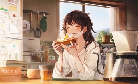 Rikka And Yuuta, Eating Food, Dreamy Art, Anime Scenery Wallpaper, Girls Cartoon Art, Digital Art Girl, الرسومات اللطيفة, Cute Anime Couples, Anime Scenery