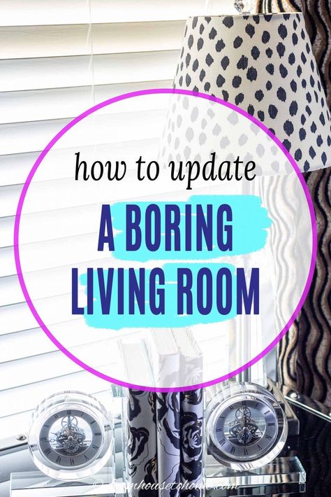 I love these budget-friendly ways to update your living room. They're a fast and easy way to do a living room makeover without spending a lot of time and money. | Interior Decorating Ideas Living Room Makeovers, Hot Pink Throw Pillows, Installing Light Fixture, Bookshelf Lighting, Sewing Room Storage, Modern Contemporary Living Room, Upholstery Tacks, Living Room Redo, Interior Decorating Tips