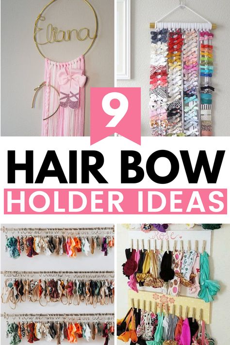 Hair Accesories Organizer, Hair Bow Storage Ideas Diy, Hair Ribbon Storage, How To Store Bows And Headbands, Hair Band Holder Diy, Hanging Bows And Headbands, Bow And Headband Storage, Storage Ideas For Hair Accessories, Homemade Bow Holder