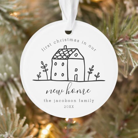 First Christmas In New Home Ornament, First Home Ornament Diy, New Home Christmas Ornament, Rabbit Coop, Etsy Christmas Ornaments, First Christmas In New Home, Christmas In, House Doodle, Christmas Orniments