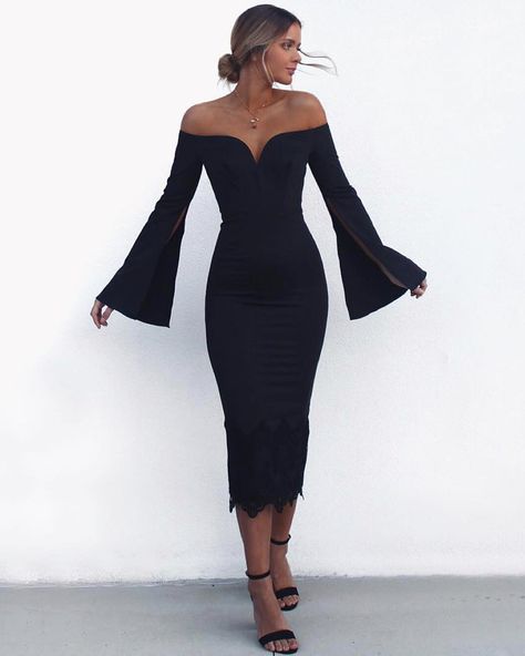 Black Wedding Guest Dress Ideas: 21 Outfits And FAQs ★ black wedding guest dress off the shoulder with long sleeves simple ellezeitoune Morning Wedding Dress Guest, Black Wedding Guest Dress, Black Wedding Guest, Wedding Guest Dress Ideas, 21 Outfits, A Black Wedding, Black Wedding Guest Dresses, Black Lace Wedding, Lace Wedding Guest Dress