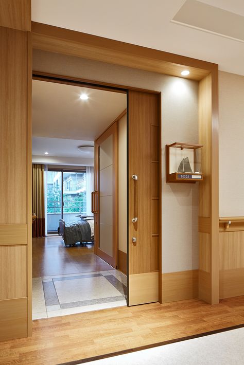 Interior Design For Elderly, Senior Living Corridor Design, Nursing Home Design, Senior Living Interior Design, Senior Living Facilities, Home Care Agency, Corridor Design, Healthcare Architecture, Modern Cupboard Design