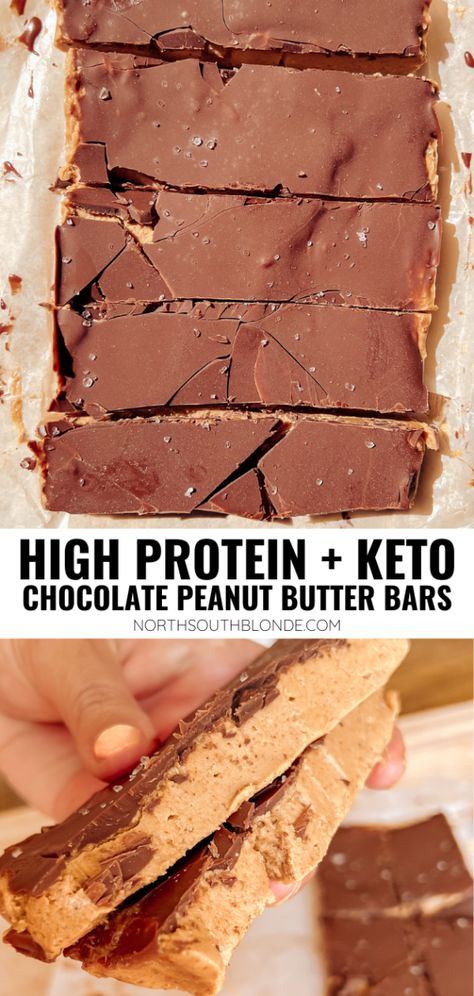 High Protein Chocolate Peanut Butter Bars (GF, Low Carb, Keto) Protein Powder Desserts Low Carb, Keto Friendly Protein Bar Recipes, Low Cal Protein Bar Recipe, Easy Healthy High Protein Desserts, Pb2 Protein Bar, Gf Df High Protein Snacks, High Protein Bars Homemade Low Carb, Low Carb Peanut Butter Bars, Protein Powder Keto Recipes