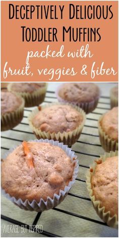 These muffins are packed with fruit, veggies & fiber, but your kids will never know!  They taste SO GOOD! How To Hide Veggies In Muffins, Banana Fiber Muffins, Hiding Fruits And Veggies In Food, High Fiber Foods For Kids Picky Eaters, High Fiber Recipes For Picky Eaters, How To Sneak Veggies Into Food, How To Sneak Veggies Into Food Kids, High Fiber Toddler Snacks, Sneaking Veggies Into Kids Food