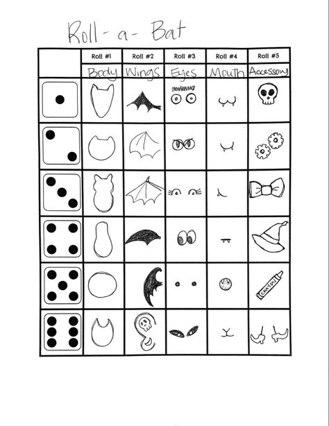 Dice Roll Drawing Game, Roll The Dice Drawing Challenge, Roll A Ghost Dice Game, Roll A Dice Drawing Games Art, Roll A Halloween Picture, Roll A Drawing Game, Roll A Dice Drawing Games Halloween, Roll Dice Drawing Game, Roll And Draw Halloween