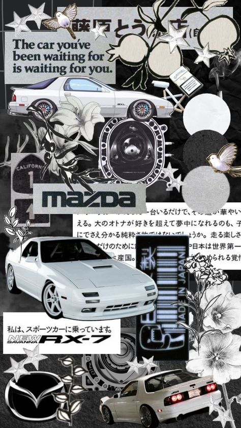 #rx7 #cars #white #japan #whiteaesthetic #aesthetic #wallpaper Cars Jdm, Images Hello Kitty, Mobil Drift, Jdm Wallpaper, Mazda Rx 7, Best Jdm Cars, Vintage Poster Design, Street Racing Cars, Rx 7