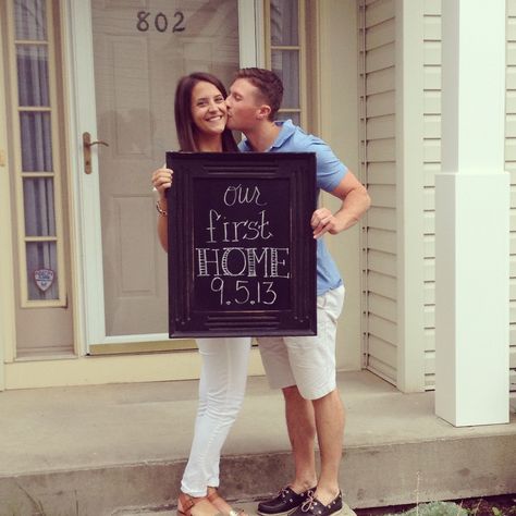 First Home Chalkboard Announcement Picture! First Home Pictures, Our First Home, Up House, Housewarming Party, First Apartment, Moving Out, Home Pictures, Home Photo, Where The Heart Is