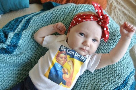 15 Feminist Baby Name Ideas, Because She Can — And Will — Do It Feminist Killjoy, Edgy Baby, Feminist Baby, Polka Dot Headband, Birth Announcement Template, Dream Dream, Writing Characters, Rosie The Riveter, Womens History Month