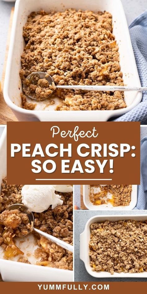 Float in the taste of summer with our Perfect Peach Crisp, where ripe, juicy peaches are topped with a buttery, golden oat and cinnamon crumble for the ultimate dessert delight. For more delicious recipes that celebrate the flavors of each season it takes only one click! Easy Peach Crisp, Peach Crisp, Canned Peaches, Sweet Treat, Peaches, Whipped Cream, Frozen, Ice Cream, Dessert