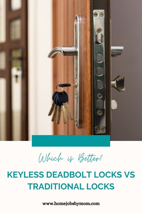 Which Is Better: Keyless Deadbolt Locks vs Traditional Locks?: Wondering if a keyless deadbolt lock is the right choice for your home? Check out this comparison of the two types of locks to see which one is better for you. Door Lock System, Deadbolt Lock, Candy House, Smart Lock, Which Is Better, Fun Family Activities, Simplest Form, Mom Blogger, Cleaning Organizing