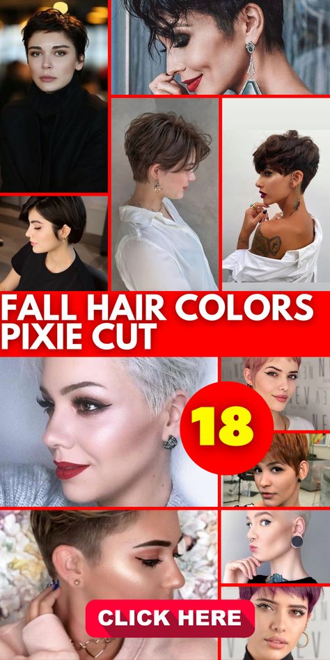 Transform your pixie cut with beautiful fall hair colors! Whether you choose ash gray, auburn, copper, or chocolate brown, these hues will bring out the best in your short hair. Add a touch of elegance with gray or silver tones. Play with vibrant shades like ginger, peach, or even fun blue and green for a unique and eye-catching look. Embrace the autumn season with a trendy short fall hair color. Fall Hair Colors 2023 Short Hair, Pixie Brunette Hair With Highlights, Two Tone Short Hair Color Ideas, Fall Pixie Hair Color For Brunettes, Fun Pixie Hair Color, Fall Hair Colors For Short Hair Pixie, Pixie Brown Hair, Short Fall Hair Color, Short Hair Color Ideas Unique