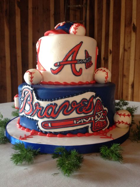 Atlanta Braves Birthday Party Ideas, Atlanta Braves Birthday Party, Braves Cake Ideas, Braves Birthday Cake, Uga Grooms Cake, Atlanta Braves Cake, Atlanta Braves Birthday, Brave Birthday Cakes, Brave Cakes