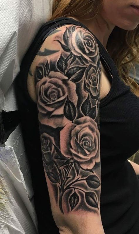 Rose Garden Tattoo Sleeve, Rose Tattoo Sleeve, Rose Sleeve, Garden Tattoos, Tattoo Filler, Tattoos For Women Half Sleeve, Tattoo Design Book, Cute Tattoos For Women, Phoenix Tattoo