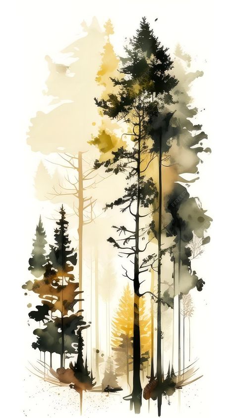 Painting Of Trees, Tree Watercolor Painting, Watercolor Tree, Seni Cat Air, Watercolor Flower Art, Watercolor Painting Techniques, 수채화 그림, Watercolor Landscape Paintings, Diy Watercolor