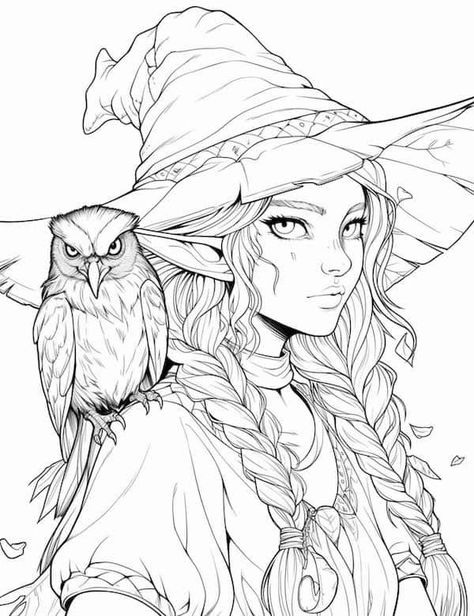 Witch Coloring Pages For Adults, Bird Coloring, Our Mindful Life, Witch Coloring Pages, Adult Coloring Books Printables, Adults Coloring, Adult Coloring Designs, Bird Coloring Pages, Mermaid Coloring