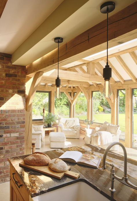 Oak frame orangeries | Home extensions Kitchen Conservatory Extension, Orangery Extension Kitchen, Kitchen Extension Ideas, Kitchen Orangery, Extension Kitchen, Oak Framed Extensions, Conservatory Extension, Kitchen Conservatory, Orangery Extension