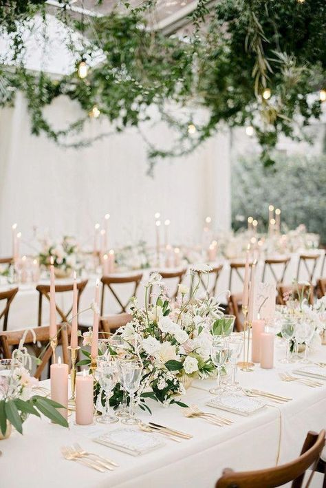 Blush Wedding Colors, Rustic Wedding Decorations, Floral Wedding Decorations, Elegant Wedding Reception, Flowers And Greenery, Winter Wedding Decorations, Stella York, Wedding Table Decorations, Romantic Garden