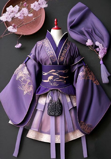 Haori Ideas, Purple Haori, Moda China, Purple Kimono, Gaun Dress, Chinese Fancy Dress, Magic Clothes, Kimono Outfit, Japanese Clothing