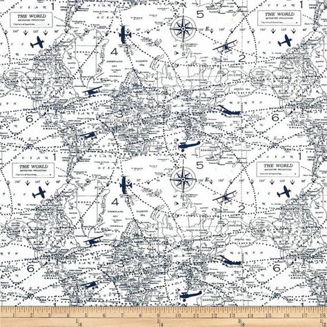 Airplane Fabric, Blue And White Curtains, Travel Baby Shower Theme, Map Fabric, Vintage Planes, Premier Prints, Sewing Fabrics, Vintage Airplanes, Rod Pocket Curtains