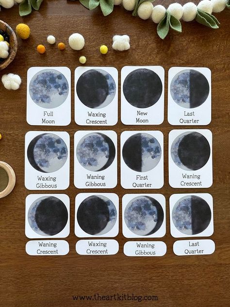 Moon Phases Montessori, Moon Phases Kindergarten, Moon Phases Preschool Activities, Reggio Moon Activities, Moon Phase Cookies, Moon Phases Preschool, Preschool Moon Phases, Moon Worksheets For Preschool, Moon Phases Project Middle School