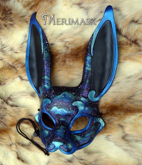 Painted Galaxy, Rabbit Mask, Kitsune Mask, Bunny Mask, Japanese Mask, Mask Halloween, Leather Mask, Cool Masks, Animal Masks