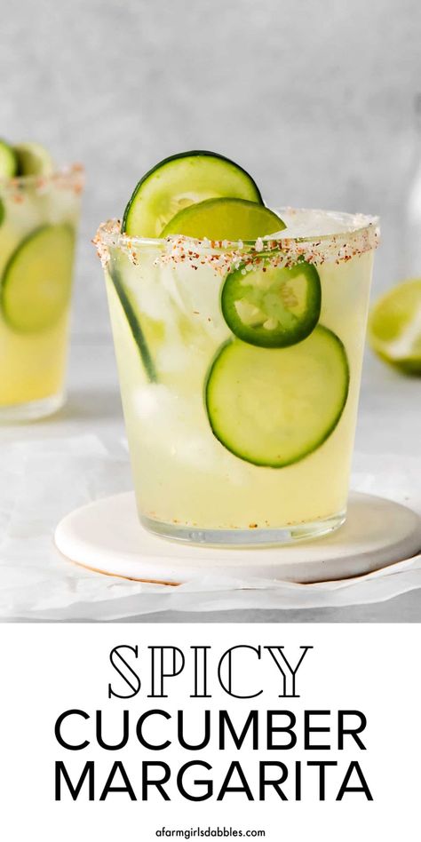 Cucumber Jalepeno Margaritas, Cucumber Jalapeno Margarita Pitcher, Jalapeño Cucumber Tequila Drinks, Cucumber Jalapeno Tequila Cocktail, 21 Seeds Cucumber Jalapeno Tequila, Spicy Cucumber Margarita, Fresh Jalapeno, Spicy Margarita Recipe, Cucumber Margarita