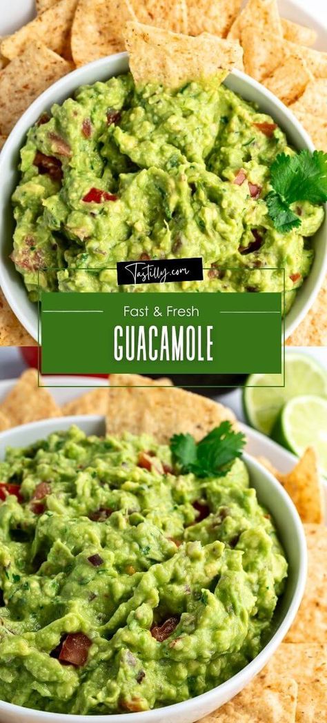 Guacamole: Fast & Fresh via @tastillyb Easy Guacamole Recipe Simple, Homemade Guacamole Easy, Copycat Recipes Desserts, Guacamole Dip Recipes, Easy Guacamole Recipe, Mexican Dip, Homemade Guacamole Recipe, Mexican Dips, Cold Dips