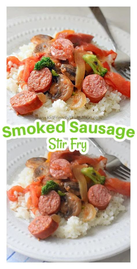 Smoked Sausage Stir Fry, Sausage Stir Fry, Vegetable Slice, Unique Dinner, Cabbage Stir Fry, Savory Dinner, Filling Dinner, Inexpensive Meals, Mom Bloggers