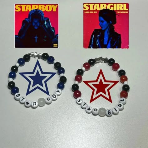 1.81￡ |starboy & stargirl glass bead matching bracelet set y2k handmade| |   - AliExpress Matching Accessories Couple, Starboy Bracelet, The Weeknd Lana Del Rey, Cheap Anniversary Gifts, The Weeknd Starboy, Weeknd Starboy, Monthsary Gift, Music Bracelet, Emprendimiento Ideas