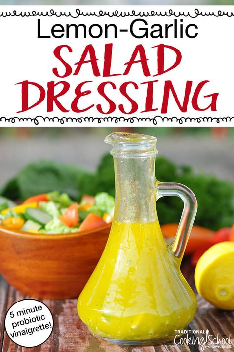 Ready for the best salad dressing ever... that goes with EVERYTHING, from salads to roasted veggies to grilled meats?! This homemade vinaigrette combines fresh herbs and garlic with lemon juice, extra virgin olive oil, and raw apple cider vinegar for a tangy, probiotic boost. It's super easy (5 minutes tops!) and healthy, too, because you're in charge of the ingredients. No additives, chemicals, or processed foods! #salad #dressing Vinegarette Dressing Recipe, Oil And Vinegar Salad Dressing Recipe, Citrus Vinaigrette Dressing, Garlic Salad Dressing, Lemon Salad Dressings, Homemade Salad Dressing Healthy, Apple Cider Vinegar Lemon, Best Salad Dressing, Homemade Dressings