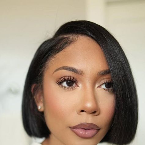 Jaelan on Instagram Megan Goode Short Hair, Silk Press At Home, Short Haircuts Black Hair, Bob Inspiration, Midi Hair, Blowout Hairstyles, Natural Bob, Short Relaxed Hairstyles, Grey Hair Transformation