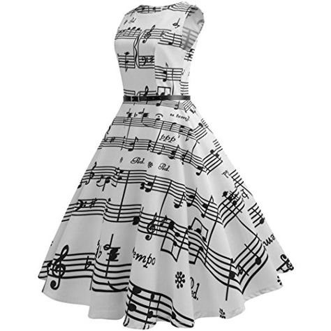 Piano Dress, Dress Sash, Casual Evening, White Dresses For Women, Rockabilly Dress, Musical Notes, Music Note, Dresses Women, Sweet Dress