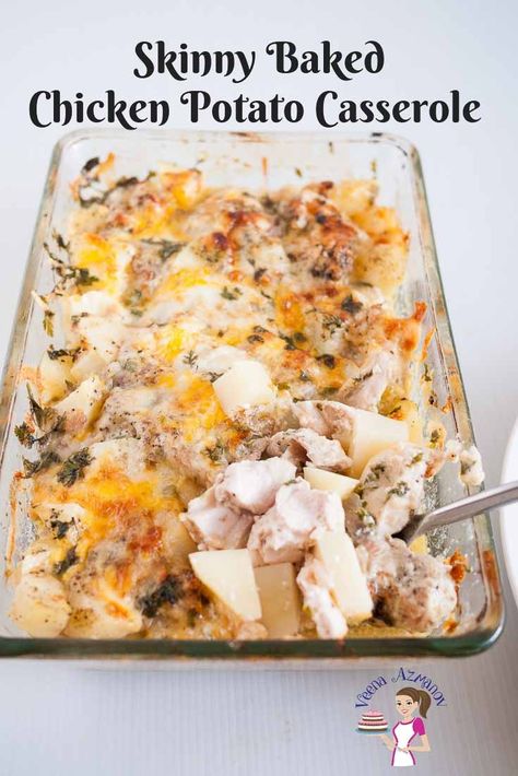 Chicken Potato Casserole Healthy, Chicken Potato Bake Healthy, Baked Potato And Chicken Casserole, Healthy Chicken Casseroles For Two, Low Calorie Chicken Bake, Leftover Chicken Recipes With Potatoes, Low Calorie Chicken And Potato Recipes, Chicken And Sliced Potatoes Recipes, Baked Chicken Casserole Recipes Healthy