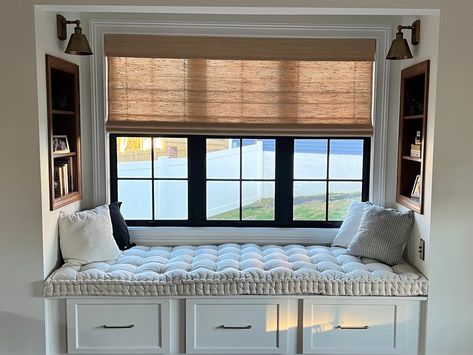 Attic Bedroom Ideas Aesthetic, Attic Decorating Ideas, Attic Reading Nook, Reading Nook Window, Reading Nook Cushion, Ikea Window Seat, Window Seat Cushion, Sleeping Nook, Attic Makeover