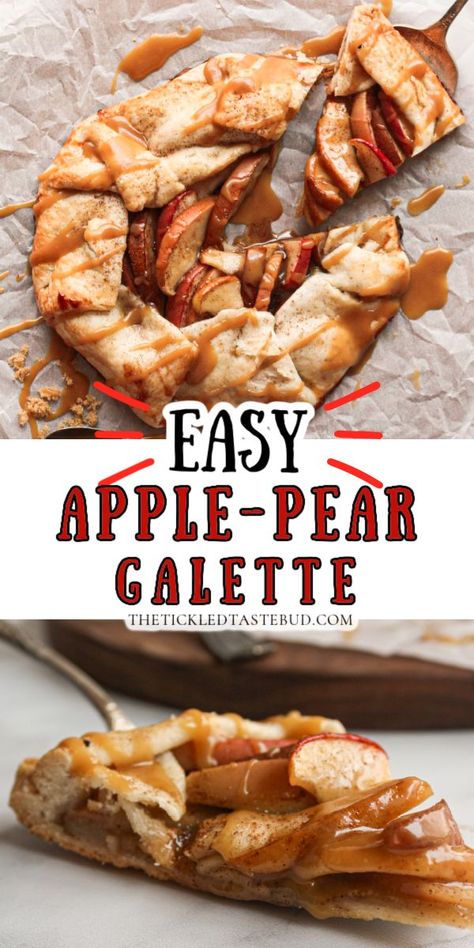 APPLE-PEAR GALETTE Pear Galette, Pie Crust Edges, Store Bought Pie Crust, Pear Pie, Apple Galette, Pear Tart, Galette Recipe, Apple Pear, Easiest Apples