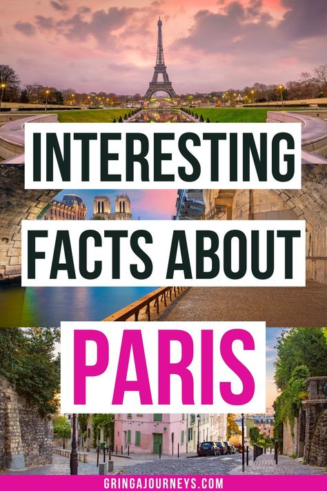 These 18 interesting facts about Paris will teach you all sorts of things you didn't know about this famous capital! For example, did you know that the largest bell in Notre Dame has a name? or that before Paris was “Paris,” it was a Roman city called “Lutetia" ? | paris facts | fun facts about paris | history facts about paris Paris History, Paris Video, Real Estate Fun, About Paris, Paris Travel Tips, Paris Wallpaper, France Travel Guide, Roman City, Travel France