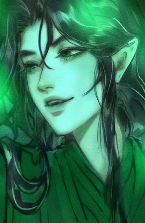 Qi Rong, Mu Qing, Long Hair, Green, Hair