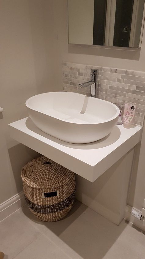 Lusso Stone resin floating basin shelf | eBay Simple Bathroom Sink Ideas, Modern Bathroom Basin Design, Wash Basin For Bathroom, Floating Wash Basin, Simple Basin Design, Small Wash Basin In Bathroom, Washroom Sink Design, Small Bathroom Basin Cabinet, Floating Basin Shelf