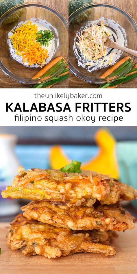 Ukoy Na Kalabasa, Filipino Squash Recipe, Vegetable Okoy Recipe Filipino Food, Okoy Recipe Filipino Food, Kobacha Squash, Kalabasa Recipe, Squash Flour, Okoy Recipe, Ulam Ideas