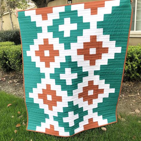 Andes Ode Quilt Pattern - Cotton + Joy Native Quilt Patterns, Aztec Quilt Pattern, Native American Quilt Patterns, Aztec Quilt, Southwestern Quilts, Southwest Quilts, Native American Quilt, Western Quilts, History Of Quilting