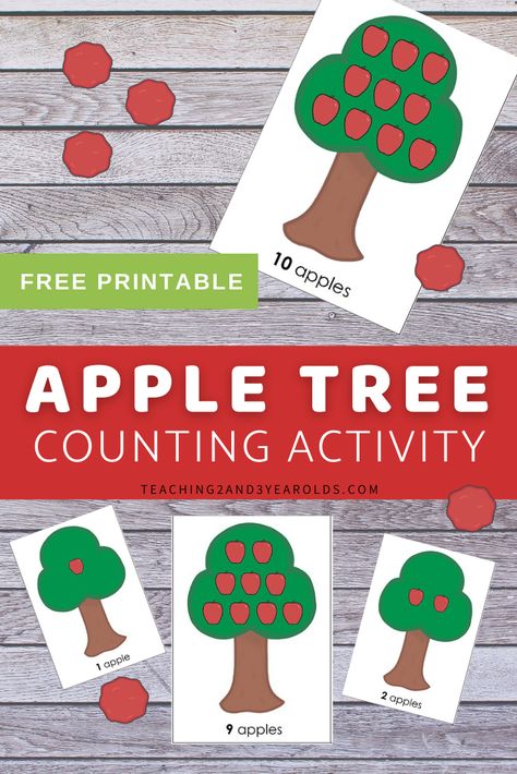 Math Apple Activities, Apple Counting, Counting Activities For Preschoolers, Preschool Apple Activities, Autumn Preschool Theme, Fall Math Activities, Toddler Math, Apple Math, Apple Preschool