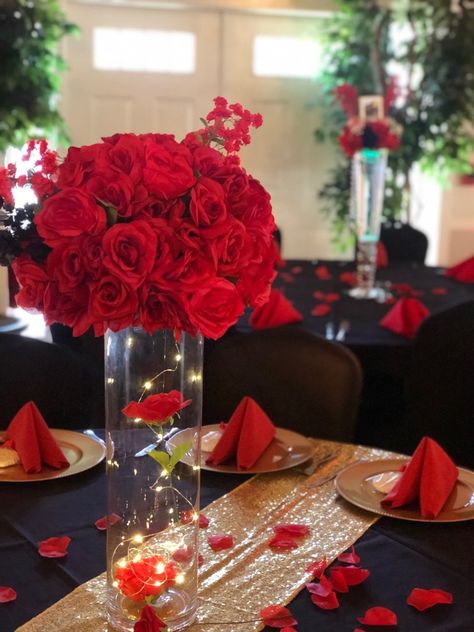 Birthday Tablescape, Planning Ideas, Sweet Sixteen, 60th Birthday, Quince, Red Rose, Red Floral, Tablescapes, Savannah