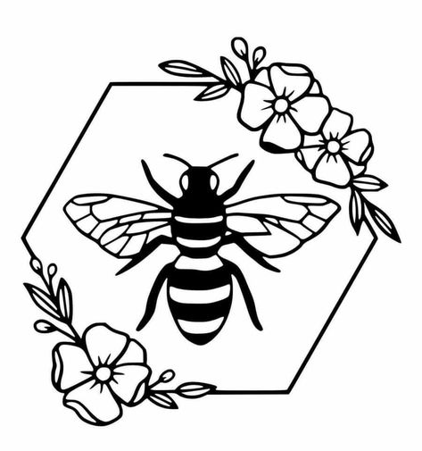 Honeycomb Svg, Bee Stencil, Bee Svg, Bee Drawing, Handpoke Tattoo, Wood Burning Crafts, Bee Tattoo, Wood Burning Patterns, Desenho Tattoo