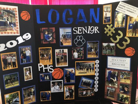 Senior Tri Fold Board Ideas Sports, Senior Board Ideas Sports Basketball, Senior Night Trifold Board, Senior Trifold Board Ideas, Graduation Poster Boards, School Sports Posters, Graduation Photo Boards, Senior Boards, College Signing Day