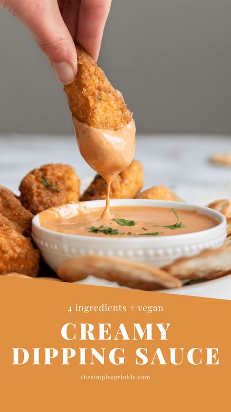 vegan chicken wing being dipped in creamy dipping sauce Breaded Mushroom Dipping Sauce, Dipping Sauce For Fried Mushrooms, Fried Mushroom Dipping Sauce, Potato Dipping Sauce, Vegan Dipping Sauce, Vegetable Dipping Sauce, Bread Dipping Sauce, January Food, Sauce For Vegetables