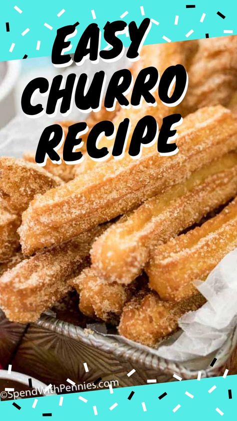 Homemade Churros Easy, Churros Dessert, Homemade Churros Recipe, Easy Churros, Churro Recipe, Easy Churros Recipe, Yummiest Food, Homemade Churros, Aip Desserts