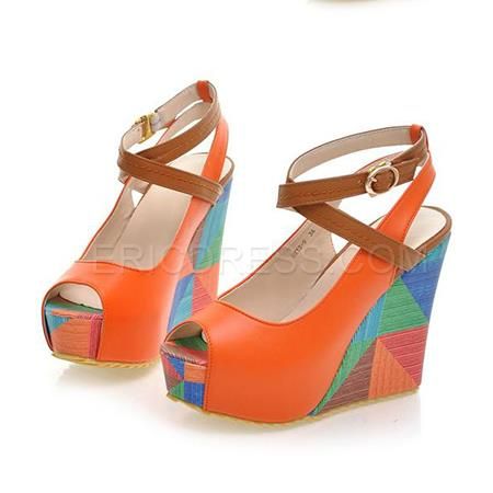 Sweet Peep-toe Ankle Strap Wedge Sandals 7 Boho Style Shoes, Boho Wedges, Heels Slingback, Summer Pumps, Summer High Heels, Boho Sandals, Heels Platform, Ankle Strap Shoes, Ankle Strap Wedges