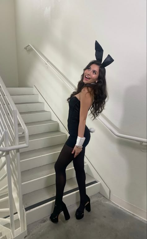 Bunny Outfit Halloween, Bunny Costume Dress, Halloween Bunny Costume, Playboy Bunny Outfit, Modest Costumes, Playboy Bunny Halloween Costume, Playboy Bunny Halloween, Playboy Bunny Outfits, Bunny Halloween